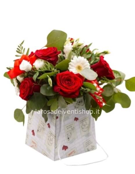 Shopper con composizione di fiori misti